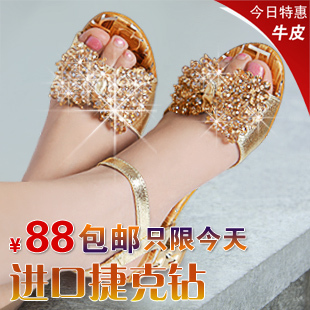 Fu new ladies leather Princess 2013 summer fish mouth shoes women Sandals shoes with thick beaded rhinestone-Taobao