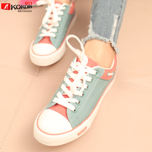 New Korean-style color in spring and summer mosaic lace low-top sneakers canvas shoes-ladies shoes company