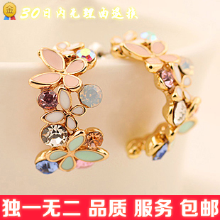 E089 Butterfly Flower Earrings Korea cute Korea exaggerated jewelry earrings fashion earrings women-the company