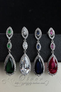High-end jewelry and luxury jewelry multi color sorting the water drops micro inlay earrings zircon dinner-the company