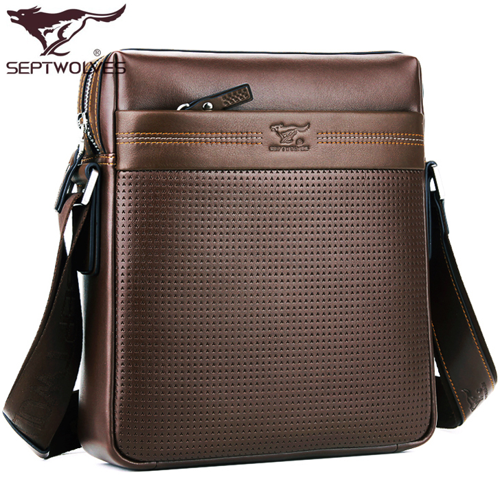 New seven wolves men's shoulder bags for men men's leisure Korean Crossbody leather handbag backpack-tmall.com CAT