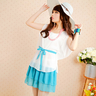 Clothes for summer 2013 new quality Korean hot slim short sleeve chiffon dresses, sexy e 233,174-Taobao