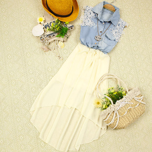 Clothes for summer 2013 new quality Korean sleeveless vest denim dresses, chiffon e 233795C-Taobao