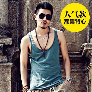 2013 summer new Korean wave of small pocket men's vest thin cotton men's casual shirt T632-Taobao