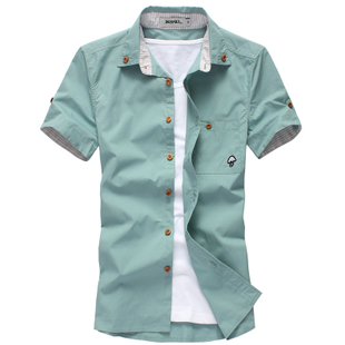 2013 summer dress new tide men s slim fit shirt men short sleeve shirt England shirts shirt Korean clothing-men 's-inch Taobao