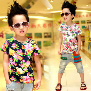 Boy Korea kids boys summer 2013 new Korean wave of children the baby short sleeve t shirt clothing Y13135-Taobao